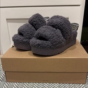 UGG Gray Fluffita Platform slipper